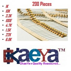 OkaeYa 200 Pieces 8 Values Assorted Mixed Carbon Film Resistors Lot 5 Percent 0.25W Resistor Kit